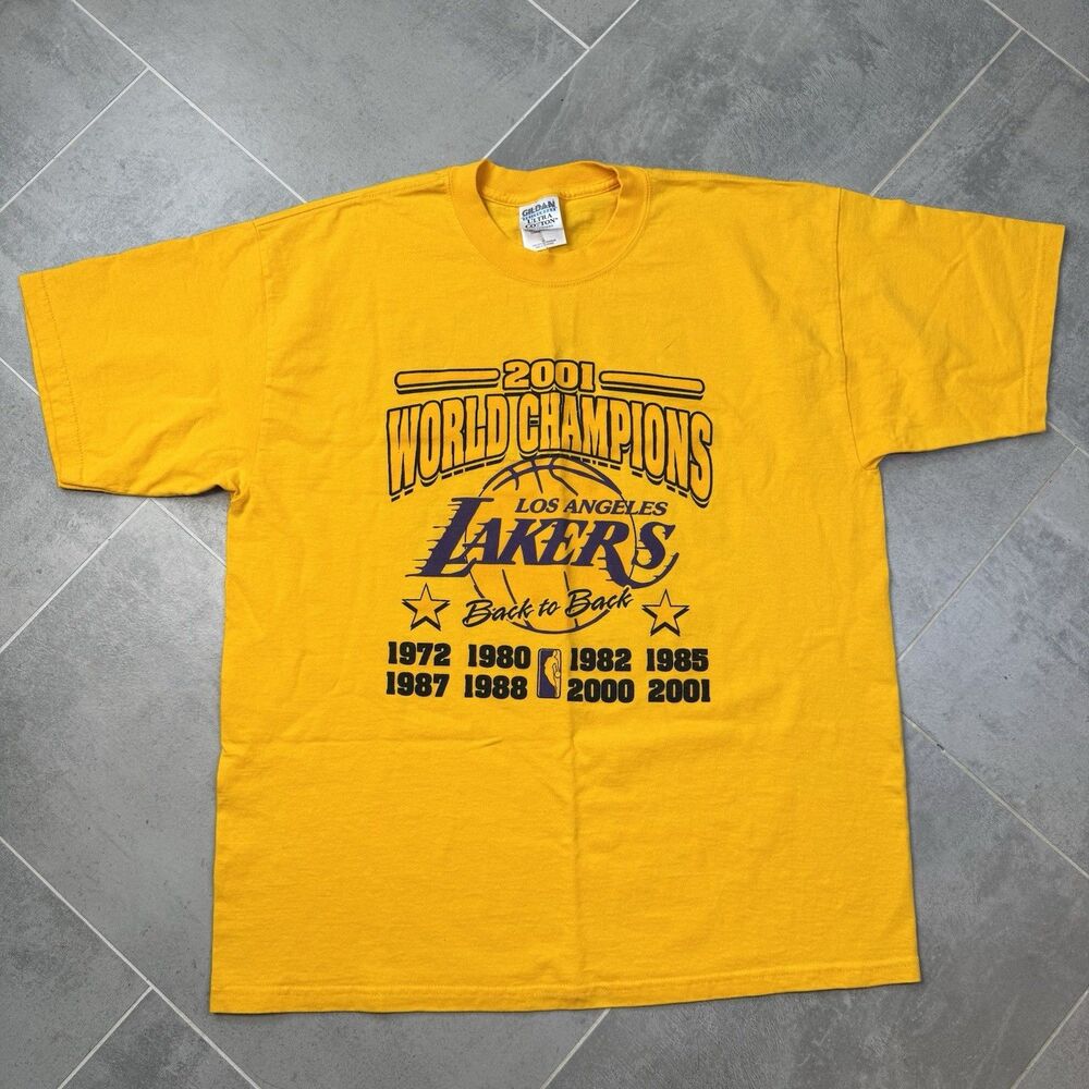 Vintage 2001 LA Lakers Back to Back Champs T Shirt XL Y2K Double Sided
